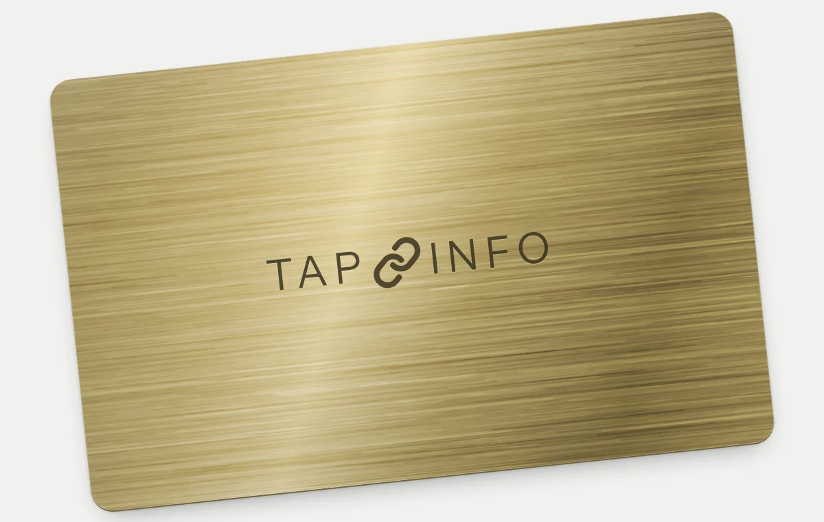 Brushed gold TapInfo card, rendered